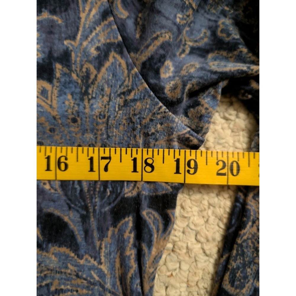Vtg Lauren Jeans XL Paisley Suede Patch Equestrian Preppy BaseLayer Long Sleeve - Picture 9 of 14